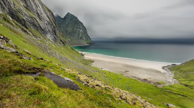 Kvalvika Beach in Norwegen 